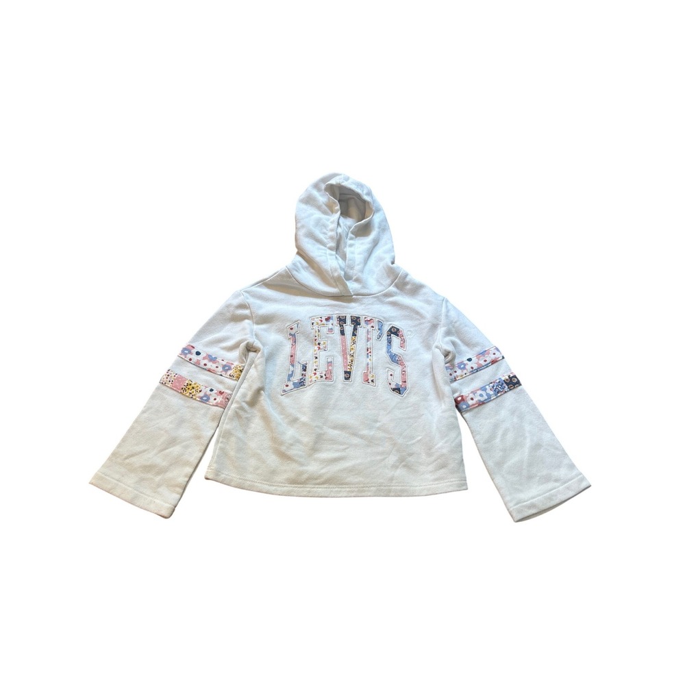 Levi's Hoodie Kids White Floral Patchwork Applique Pullover SIZE‎ 4 XS
